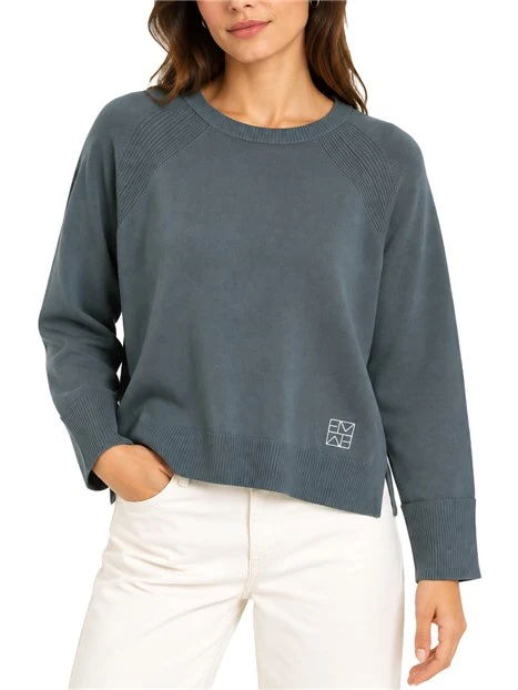 MAGLIA GIROCOLLO IN FILATO DI MISTO VISCOSA CON MANICA RAGLAN VERDE SCURO