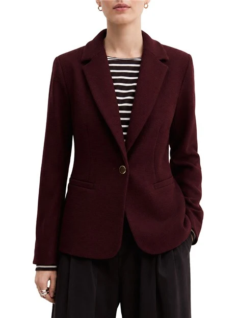 BLAZER MONOPETTO IN STUOIA DI VISCOSA STRETCH DONNA BORDEAUX