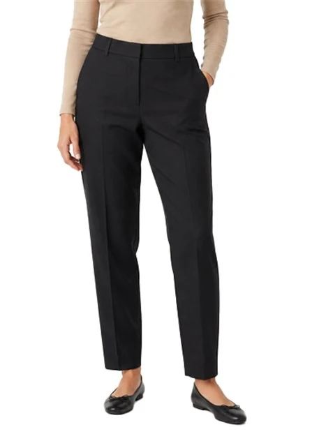 PANTALONI IN MISTO VISCOSA FIT REGOLARE CON PIEGHE STIRATE DONNA NERO