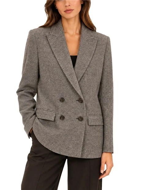 BLAZER DOPPIOPETTO IN JERSEY DI MISTO COTONE DONNA NERO