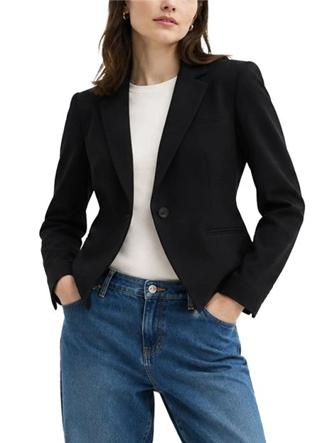 BLAZER MONOPETTO IN TWILL TECNICO STRETCH DONNA NERO