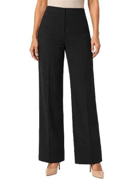 PANTALONE PALAZZO IN TWILL TECNICO BIELASTICO DONNA NERO