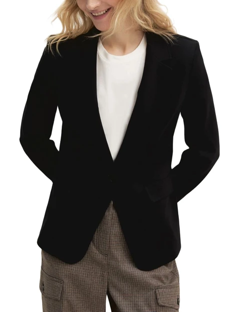 BLAZER MONOPETTO IN JERSEY STRETCH LAVORATO A PUNTO MILANO DONNA NERO