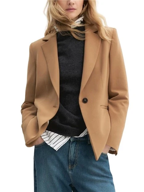 BLAZER MONOPETTO IN TWILL TECNICO STRETCH DONNA MARRONE