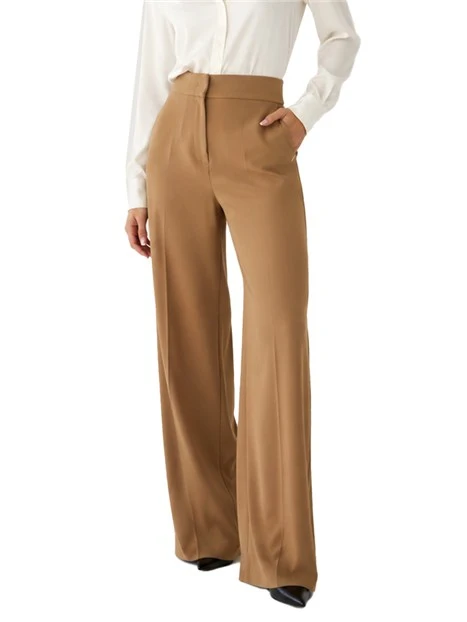 PANTALONE PALAZZO IN TWILL BIELASTICO DONNA MARRONE