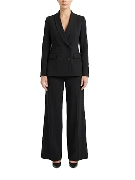 COMPLETO  BLAZER MONOPETTO E PANTALONE AMPIO DONNA NERO