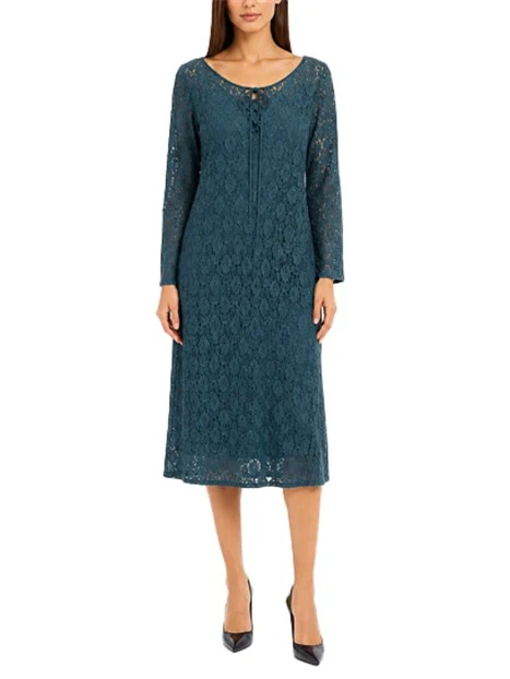 VESTITO LUNGO IN PIZZO CON LACCETTI DONNA VERDE