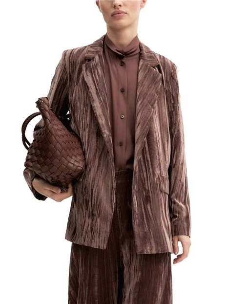 BLAZER MONOPETTO IN VELLUTO CRACKLE CON FODERA INTERNO DONNA MARRONE