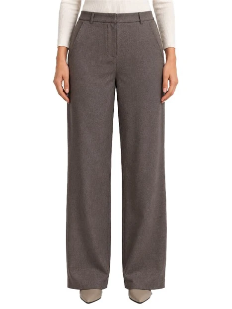 PANTALONE PALAZZO AMPIO IN MISTO LANA STRETCH DONNA TORTORA
