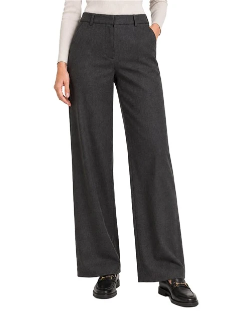 PANTALONE PALAZZO AMPIO IN MISTO LANA STRETCH DONNA ANTRACITE