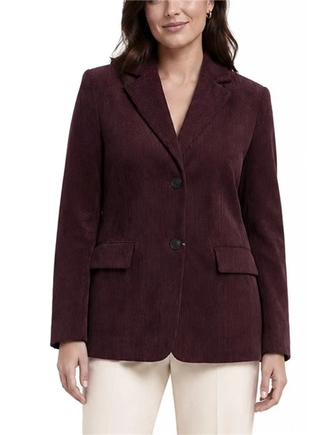 BLAZER MONOPETTO  IN VELLUTO STRETCH DONNA BORDEAUX