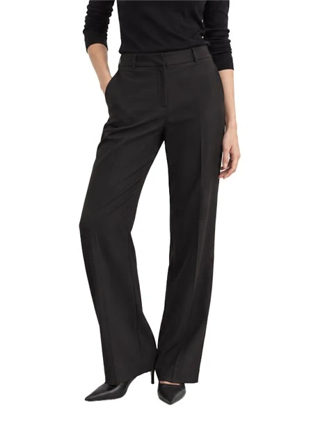 PANTALONI PALAZZO IN MISTO VISCOSA STRETCH LINEA FLARE DONNA NERO