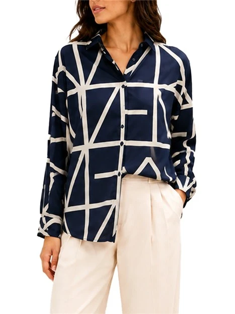 CAMICIA IN TWILL DI VISCOSA DONNA BLU