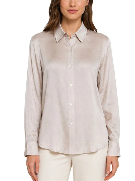 CAMICIA IN RASO MARTELLATO CRINKLE DONNA BEIGE