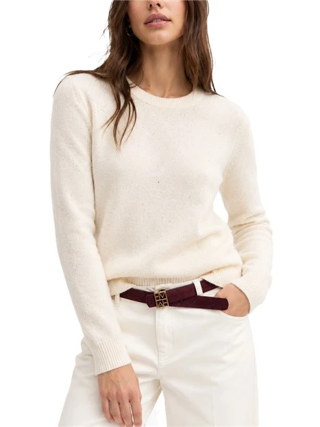 MAGLIA GIROCOLLO IN FILATO MISTO CON PAILLETTES DONNA BIANCO