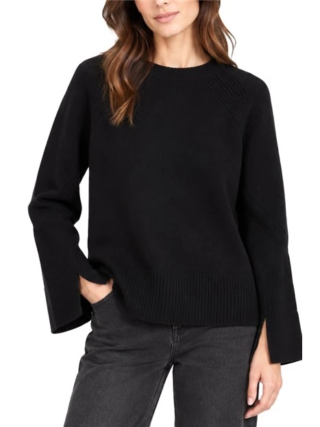 MAGLIA GIROCOLLO IN MISTO LANA MERINOS CON MANICHE RAGLAN DONNA