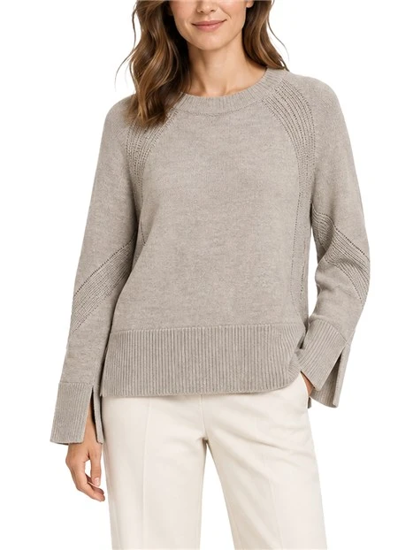 MAGLIA GIROCOLLO IN MISTO LANA MERINOS CON MANICHE RAGLAN DONNA TORTORA