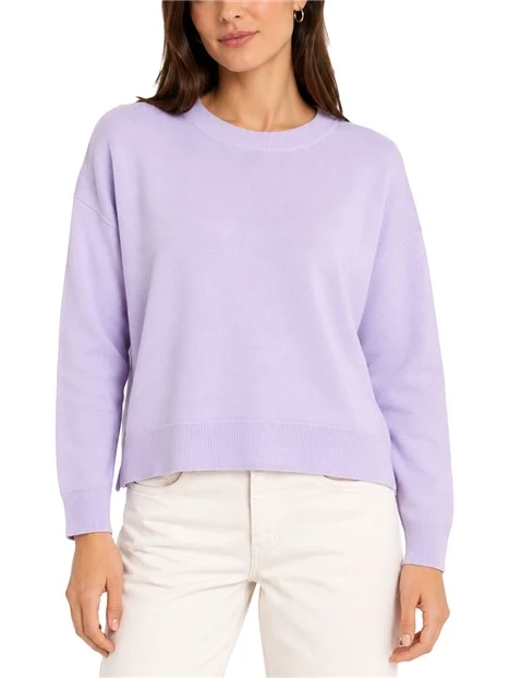 MAGLIA GIROCOLLO IN PURA LANA CON SPALLA LEGGERMENTE SCESA DONNA VIOLA