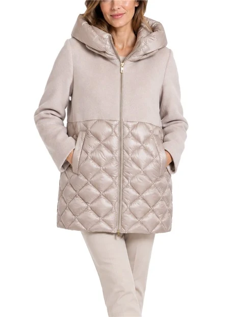 CAPPOTTO CORTO CON PARTE TRAPUNTATA E IMBOTTITURA RIMOVIBILE DONNA BEIGE