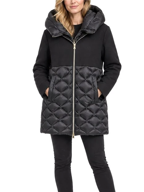 CAPPOTTO CORTO CON PARTE TRAPUNTATA E IMBOTTITURA RIMOVIBILE DONNA NERO