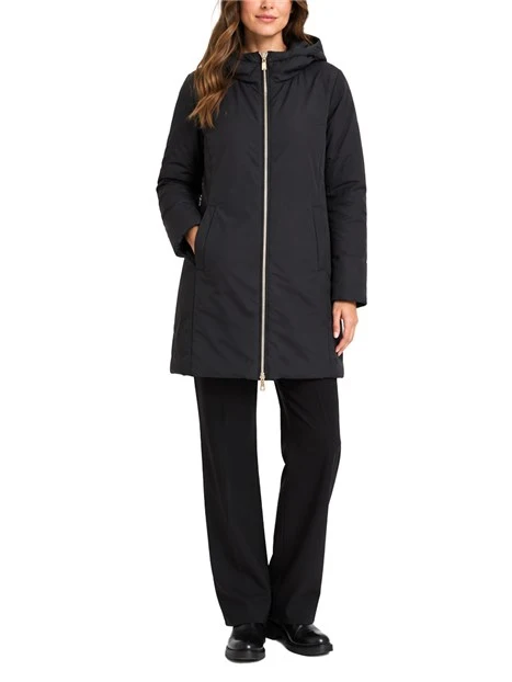 PIUMINO IMBOTTITO REVERSIBILE CON CAPPUCCIO DONNA NERO