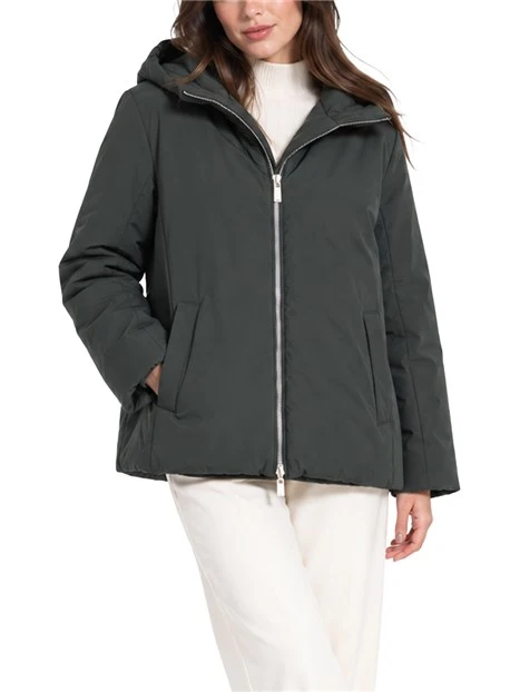 PIUIMINO IMBOTTITO REVERSIBILE CON CAPPUCCIO DONNA VERDE