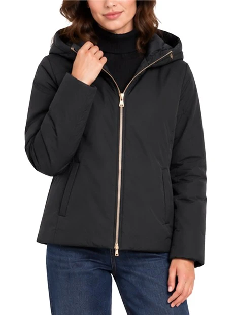 PIUIMINO IMBOTTITO REVERSIBILE CON CAPPUCCIO DONNA NERO