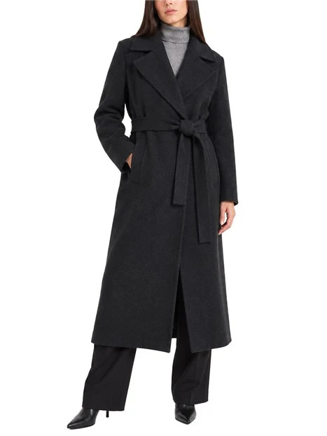 CAPPOTTO LUNGO  DOPPIOPETTO IN MISTO LANA DOUBLE-FACE DONNA ANTRACITE