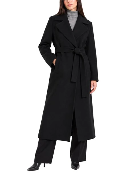 CAPPOTTO LUNGO  DOPPIOPETTO IN MISTO LANA DOUBLE-FACE DONNA NERO