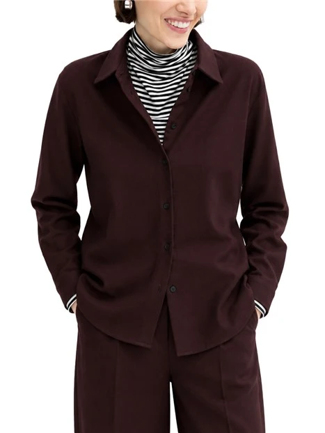 CAMICIA IN FLANELLA MISTO LANA STRETCH DONNA BORDEAUX