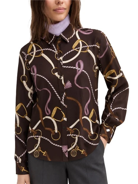 CAMICIA IN TWILL DI VISCOSA DONNA MARRONE