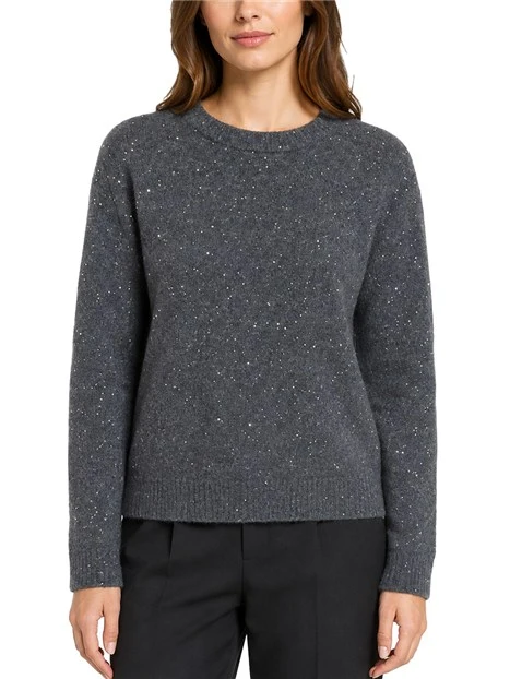 MAGLIA GIROCOLLO IN FILATO MISTO CON PAILLETTES DONNA GRIGIO