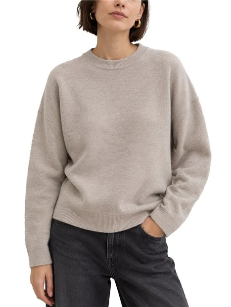 MAGLIA GIROCOLLO IN PURA LANA CON SPALLA LEGGERMENTE SCESA DONNA MARRONE
