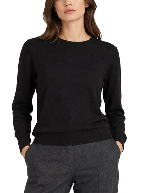 MAGLIA GIROCOLLO IN MISTO VISCOSA E LANA DONNA NERO