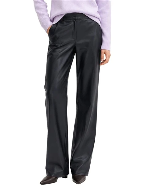 PANTALONI PALAZZO IN JERSEY SPALMATO CON ZIP NASCOSTA DONNA BLU
