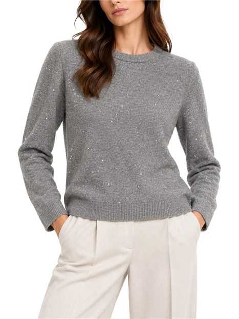 MAGLIA GIROCOLLO IN FILATO MISTO CON PAILLETTES DONNA GRIGIO