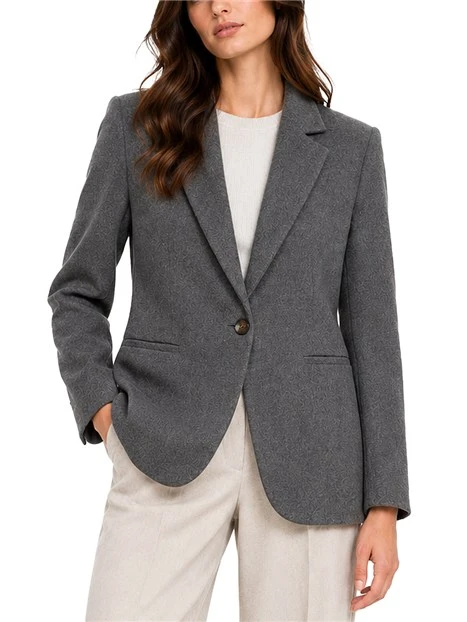 BLAZER MONOPETTO IN TESSUTO MORBIDO  DONNA ANTRACITE