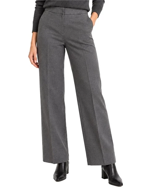 PANTALONI PALAZZO IN JERSEY DI MISTO COTONE STRETCH CON LAVORAZIONE JACQUARD DONNA ANTRACITE