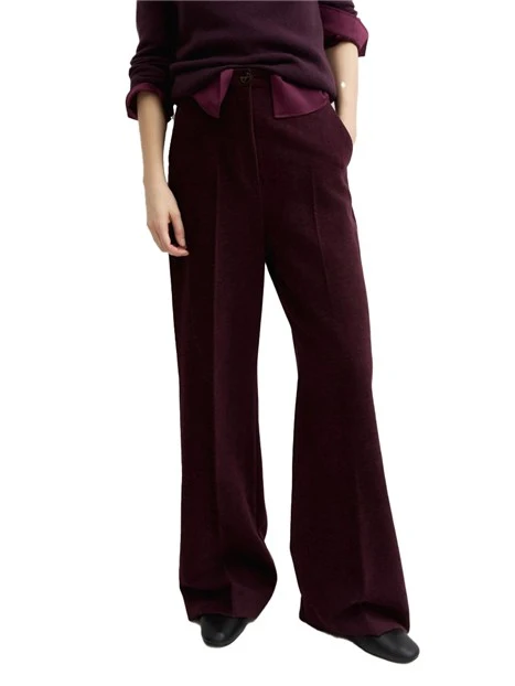 PANTALONI PALAZZO A VITA ALTA IN CINIGLIA STRETCH DONNA VIOLA