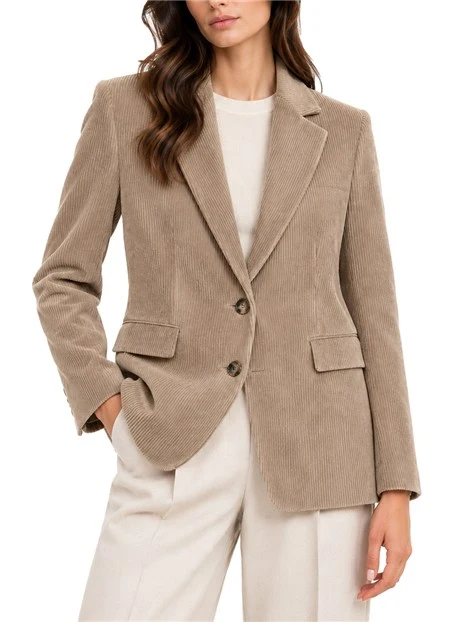 BLAZER MONOPETTO  IN VELLUTO STRETCH DONNA MARRONE