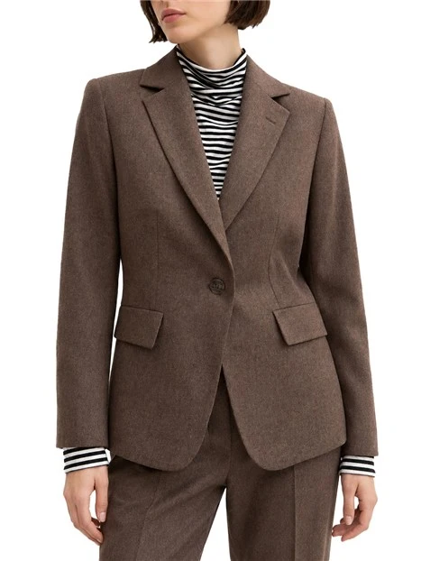 BLAZER MONOPETTO IN FLANELLA MISTO LANA STRETCH DONNA TORTORA