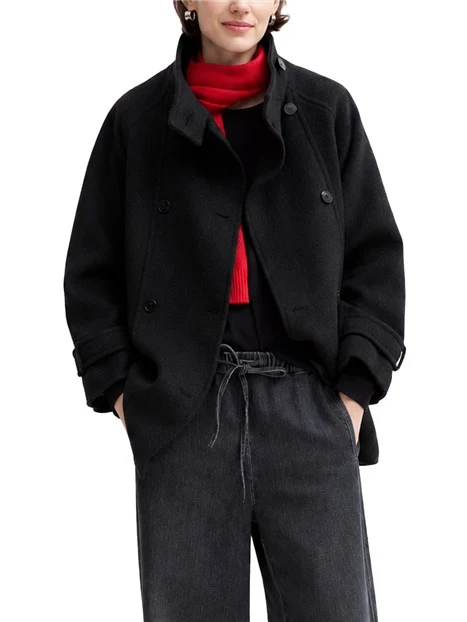 CAPPOTTO CORTO DOPPIOPETTO OVERSIZE IN MISTO LANA DONNA ANTRACITE