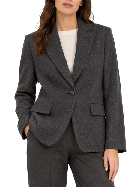 BLAZER MONOPETTO IN FLANELLA MISTO LANA STRETCH DONNA ANTRACITE