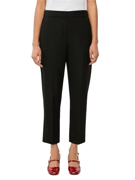 PANTALONI A SIGARETTA IN MISTO VISCOSA CON PINCES POSTERIORI DONNA NERO