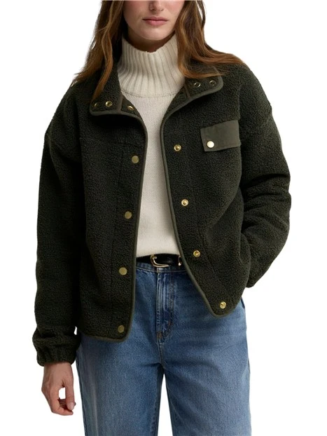 GIACCA CORTA IN PILE STILE BOMBER DONNA VERDE