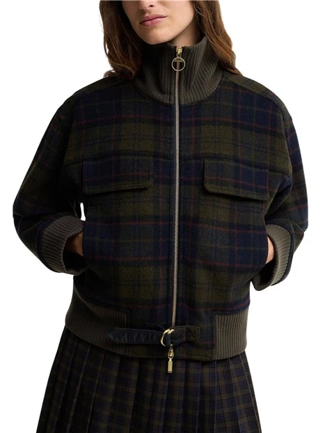 GIACCA CORTA OVERSHIRT IN MISTO LANA TARTAN DONNA VERDE