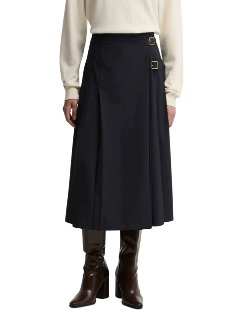 GONNA MIDI A PIEGHE DONNA BLU