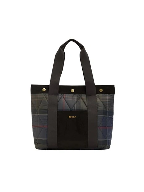 BORSA A MANO TOTE TRAPUNTATA IN TARTAN DONNA BLU