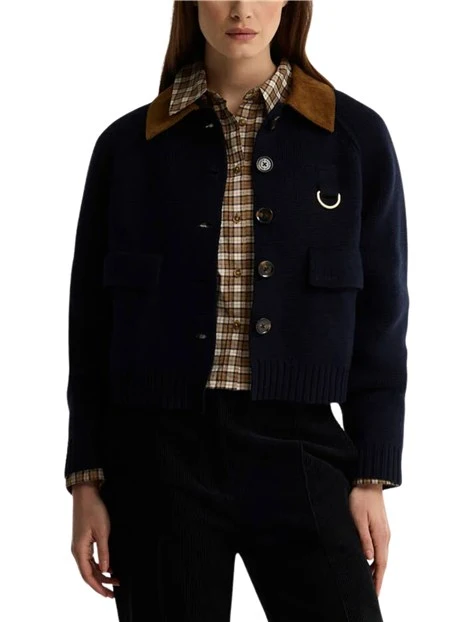 CARDIGAN CON CINTURA IN MAGLIA DONNA BLU
