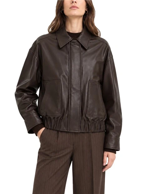 GIACCA IN PELLE MODELLO BOMBER DONNA MARRONE